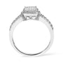 Anillo compuesto con halo de cuentas y diamantes talla princesa de 1/4 ct. p.t. en plata de ley, foto 6