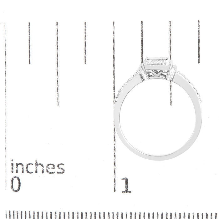 Anillo compuesto con halo de cuentas y diamantes talla princesa de 1/4 ct. p.t. en plata de ley, foto 7