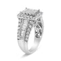 Anillo con cabeza en racimo con halo y piedras laterales con diamantes de 2 ct. p.t. en oro blanco de 14K, foto 4