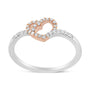 Anillo de promesa de corazón calado con diamantes redondos de 1/5 ct. p.t. en plata de ley blanca y bañada en oro rosa de 14K, foto 1