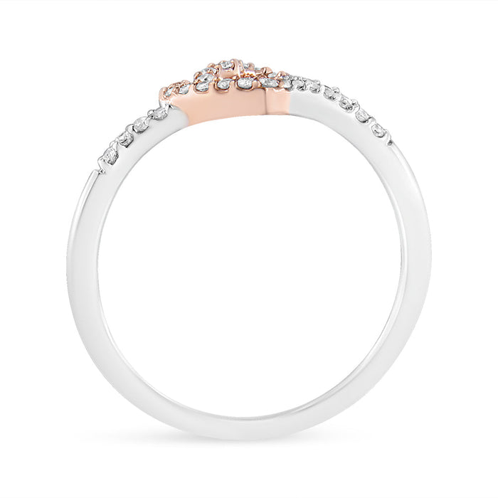 Anillo de promesa de corazón calado con diamantes redondos de 1/5 ct. p.t. en plata de ley blanca y bañada en oro rosa de 14K, foto 4