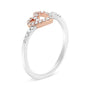 Anillo de promesa de corazón calado con diamantes redondos de 1/5 ct. p.t. en plata de ley blanca y bañada en oro rosa de 14K, foto 5