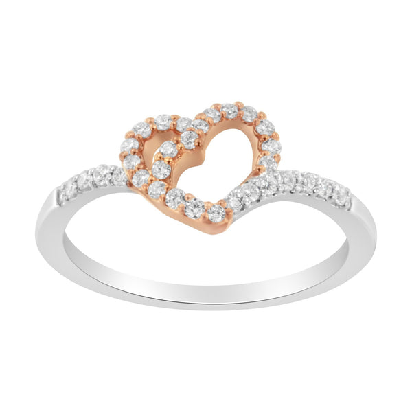 1/5 Ct. T.W. Diamond Heart Cocktail Ring in 10K Two-Tone Gold, photo 1