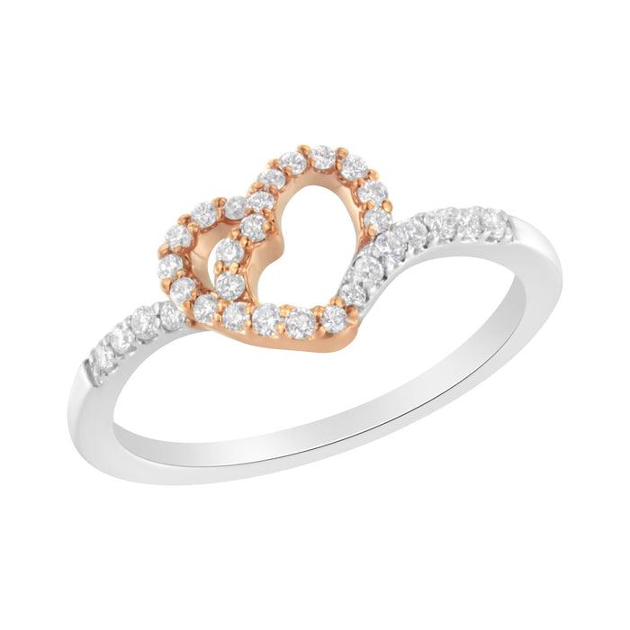 1/5 Ct. T.W. Diamond Heart Cocktail Ring in 10K Two-Tone Gold, photo 2