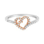 1/5 Ct. T.W. Diamond Two-Tone Open Heart Promise Ring in 10K Rose Gold over Sterling Silver, photo 4