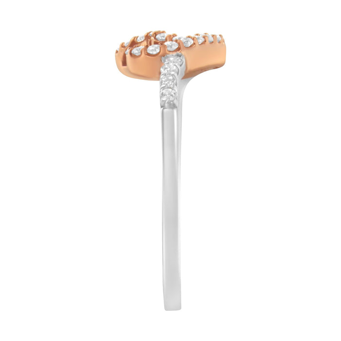 1/5 Ct. T.W. Diamond Two-Tone Open Heart Promise Ring in 10K Rose Gold over Sterling Silver, photo 6