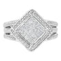 Anillo de cóctel de racimo compuesto cuadrado en punta con diamantes talla princesa de 2/5 ct. p.t. en plata de ley, foto 1