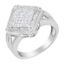 Anillo de cóctel de racimo compuesto cuadrado en punta con diamantes talla princesa de 2/5 ct. p.t. en plata de ley, foto 4