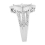 Anillo de cóctel de racimo compuesto cuadrado en punta con diamantes talla princesa de 2/5 ct. p.t. en plata de ley, foto 6