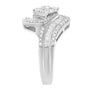 Anillo de racimo floral con banda en espiral de tres hileras con diamantes de 1 ct. p.t. en oro blanco de 14K, foto 6