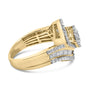 Anillo de racimo floral con banda en espiral de tres hileras con diamantes de 1 ct. p.t. en oro amarillo de 14K, foto 2
