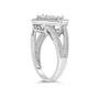 Anillo de rombo y halo de cuentas con engaste invisible y diamantes talla princesa de 1/3 ct. p.t. en plata de ley, foto 5