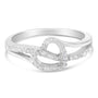 1/8 Ct. T.W. Diamond Open Heart Leaf Curvy Bypass Accent or Promise Ring in Sterling Silver, photo 1