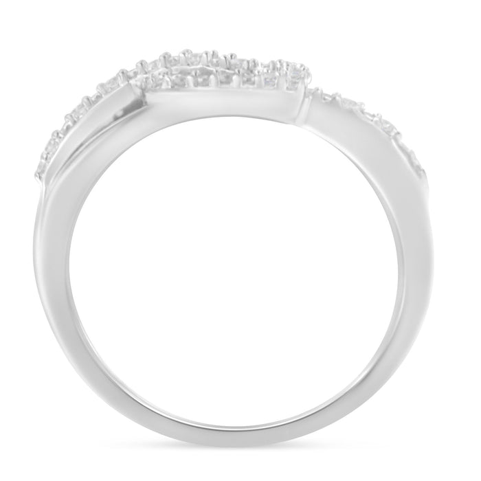 1/8 Ct. T.W. Diamond Open Heart Leaf Curvy Bypass Accent or Promise Ring in Sterling Silver, photo 4