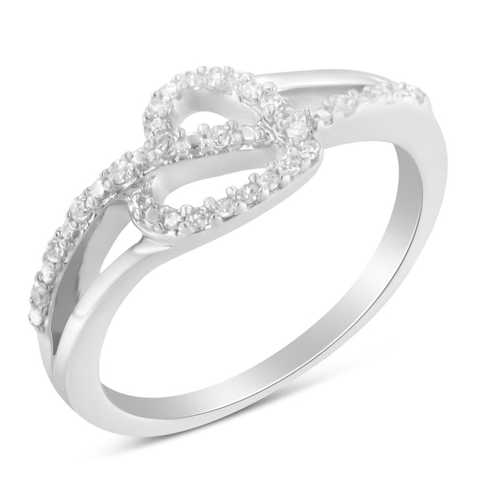 1/8 Ct. T.W. Diamond Open Heart Leaf Curvy Bypass Accent or Promise Ring in Sterling Silver, photo 5
