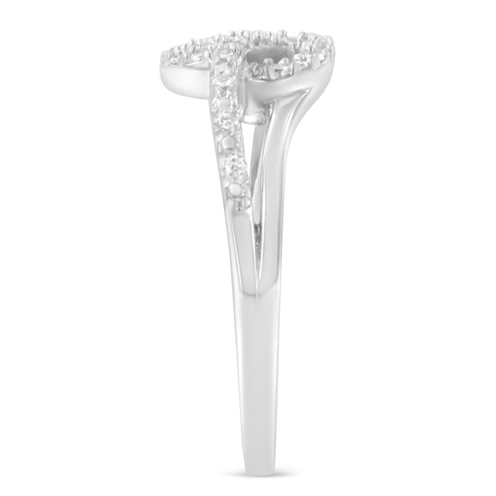 1/8 Ct. T.W. Diamond Open Heart Leaf Curvy Bypass Accent or Promise Ring in Sterling Silver, photo 6