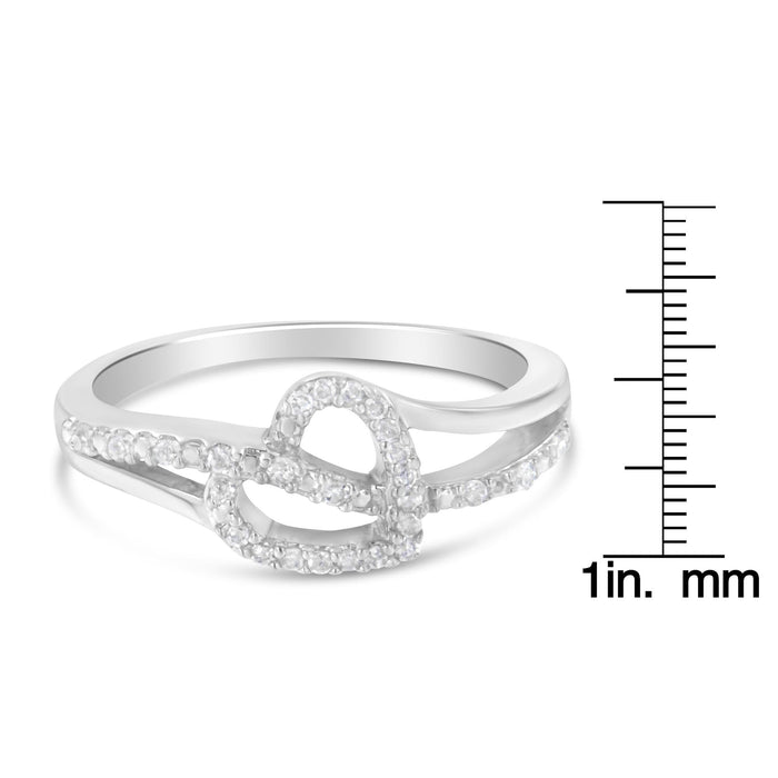 1/8 Ct. T.W. Diamond Open Heart Leaf Curvy Bypass Accent or Promise Ring in Sterling Silver, photo 7