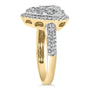 Anillo en forma de corazón de racimo con diamantes de 1 1/2 ct. p.t. en oro amarillo de 14K, foto 5