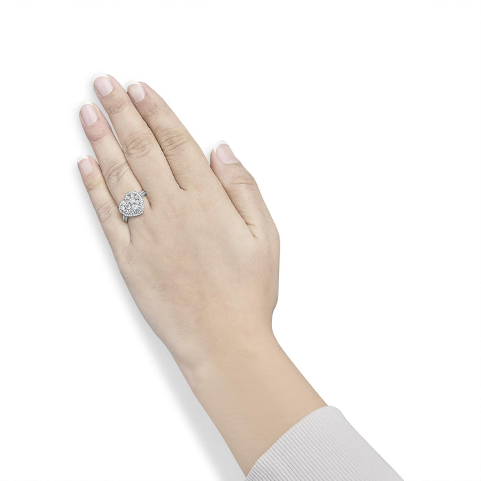 Anillo en forma de corazón de racimo con diamantes de 1 1/2 ct. p.t. en oro amarillo de 14K, foto 3