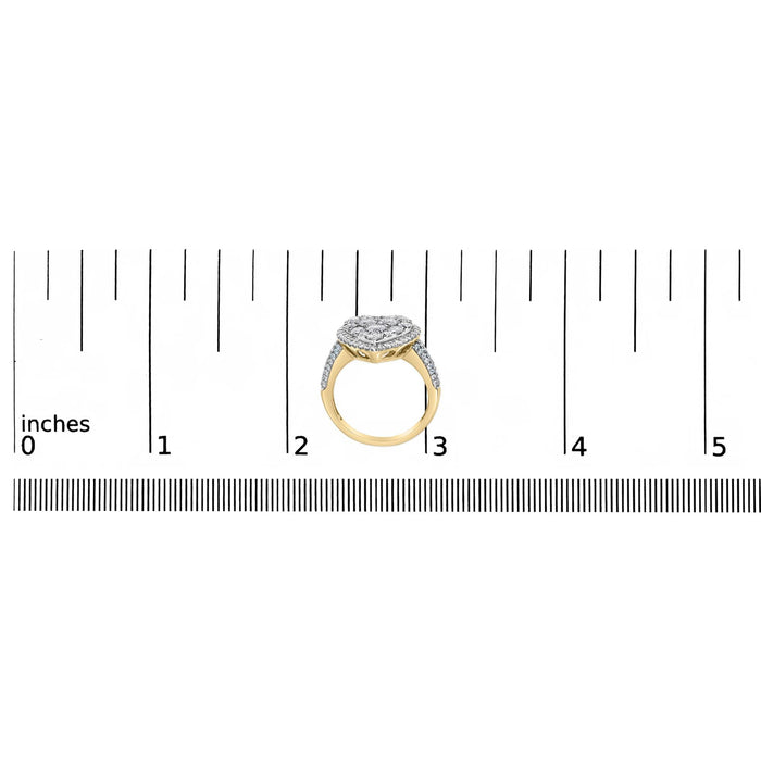 Anillo en forma de corazón de racimo con diamantes de 1 1/2 ct. p.t. en oro amarillo de 14K, foto 7