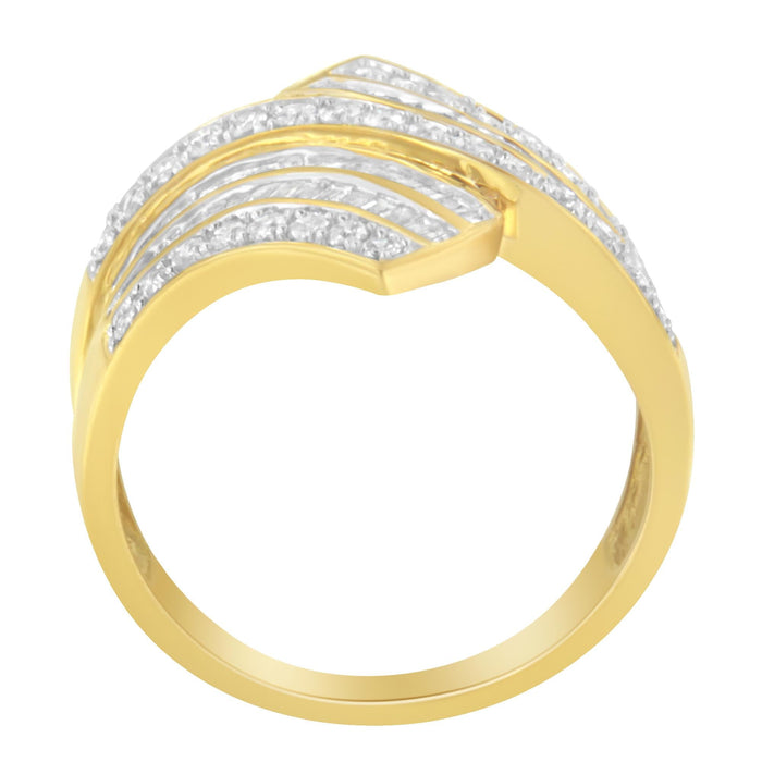 Anillo bypass con diamantes de 1 1/7 ct. p.t. en oro amarillo de 10K, foto 2