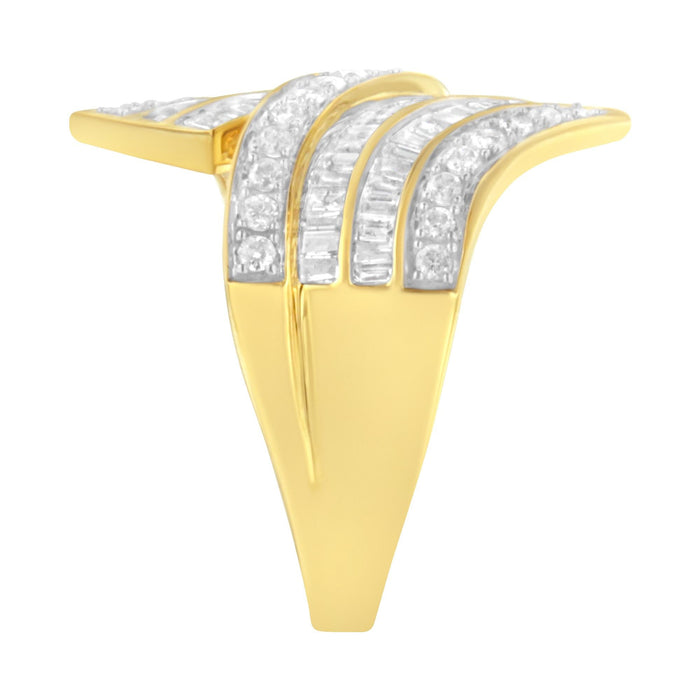 Anillo bypass con diamantes de 1 1/7 ct. p.t. en oro amarillo de 10K, foto 5