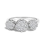 Anillo de tres racimos florales redondos con diamantes talla brillante de 1 1/4 ct. p.t. en oro blanco de 14K, foto 1