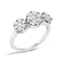 Anillo de tres racimos florales redondos con diamantes talla brillante de 1 1/4 ct. p.t. en oro blanco de 14K, foto 4