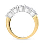 Anillo de banda de 5 piedras de copa de 2 garras con diamantes de 1 1/2 ct. p.t. en oro blanco y amarillo de 14K, foto 4
