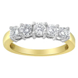 Anillo de 5 piedras con diamantes de 1 ct. p.t. en oro de dos tonos de 14K