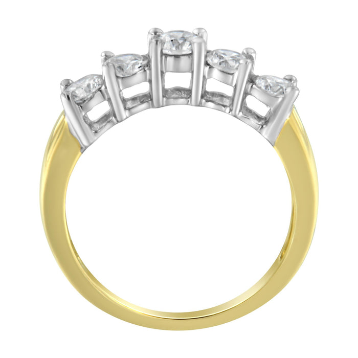 Anillo de 5 piedras con diamantes de 1 ct. p.t. en oro de dos tonos de 14K, foto 4