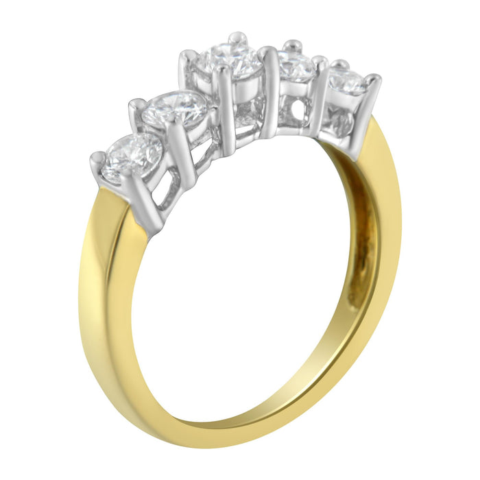 Anillo de 5 piedras con diamantes de 1 ct. p.t. en oro de dos tonos de 14K, foto 5