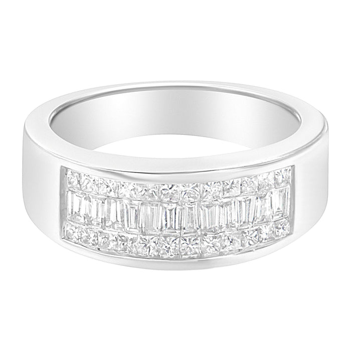 Anillo con diamantes talla princesa y baguette de 1 ct. p.t. en oro blanco de 14K, foto 1