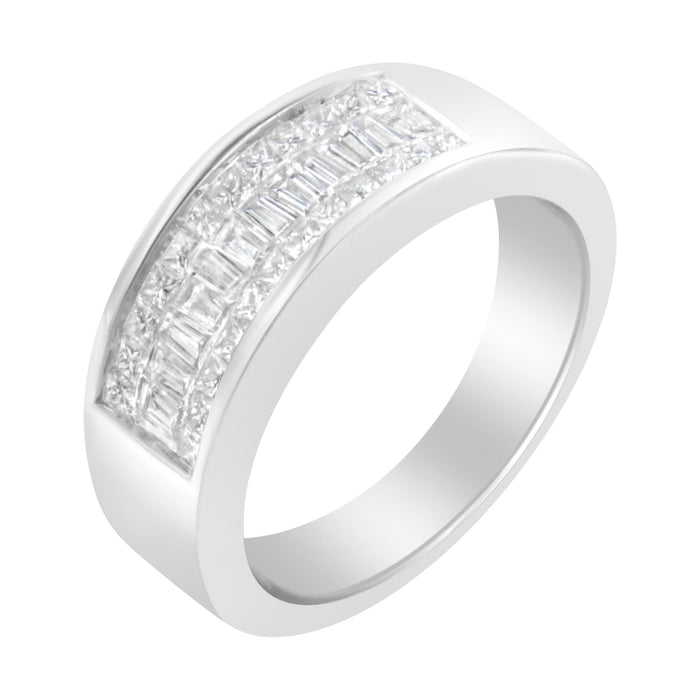 Anillo con diamantes talla princesa y baguette de 1 ct. p.t. en oro blanco de 14K, foto 2