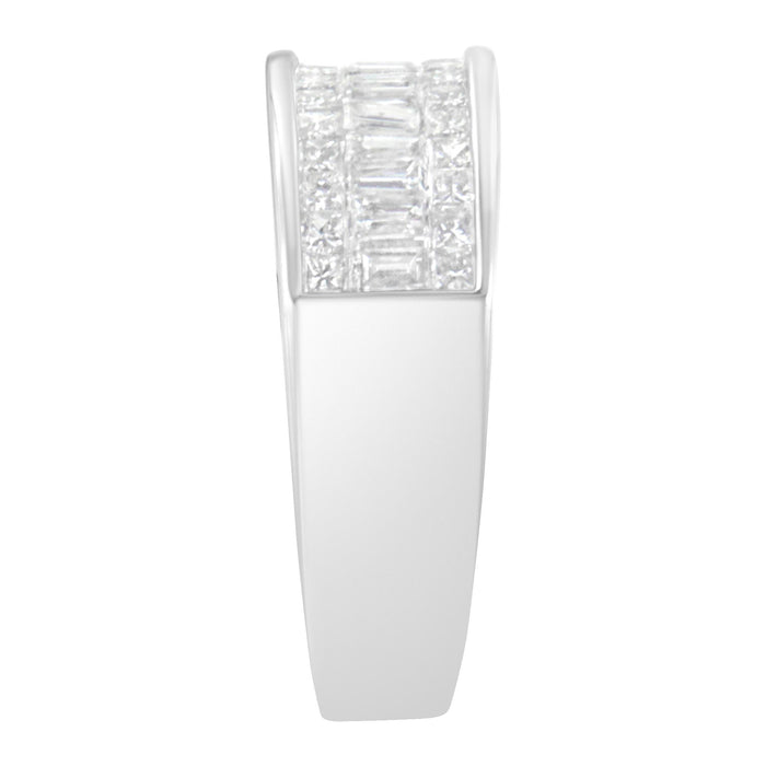 Anillo con diamantes talla princesa y baguette de 1 ct. p.t. en oro blanco de 14K, foto 5