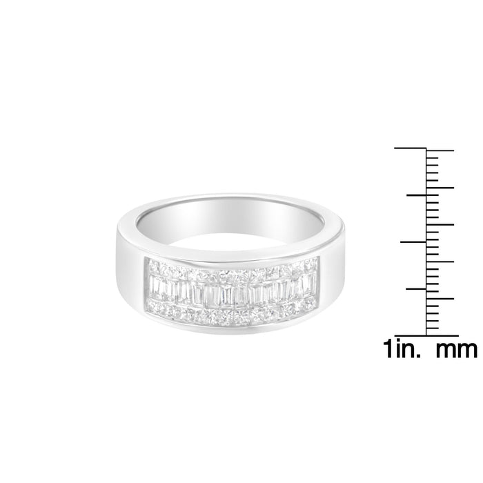 Anillo con diamantes talla princesa y baguette de 1 ct. p.t. en oro blanco de 14K, foto 6