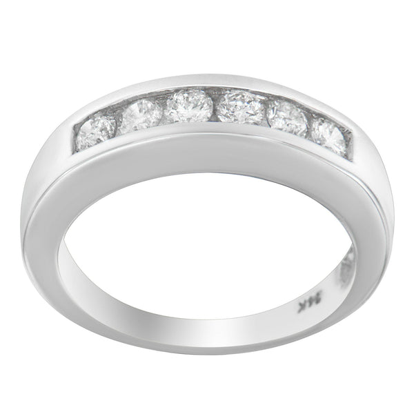 Anillo de banda de canal con diamantes de 3/4 ct. p.t. en oro blanco de 14K, foto 1