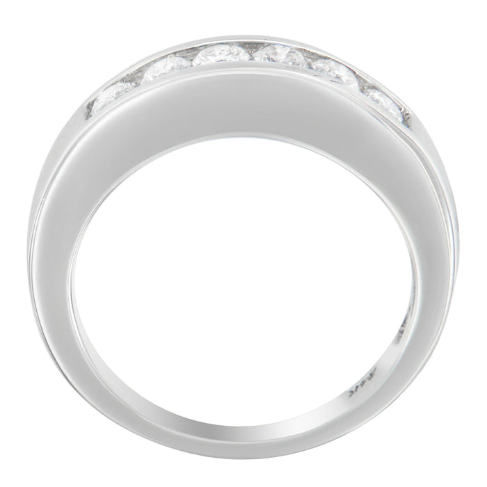 Anillo de banda de canal con diamantes de 3/4 ct. p.t. en oro blanco de 14K, foto 2