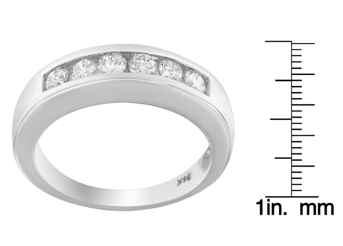 Anillo de banda de canal con diamantes de 3/4 ct. p.t. en oro blanco de 14K, foto 4