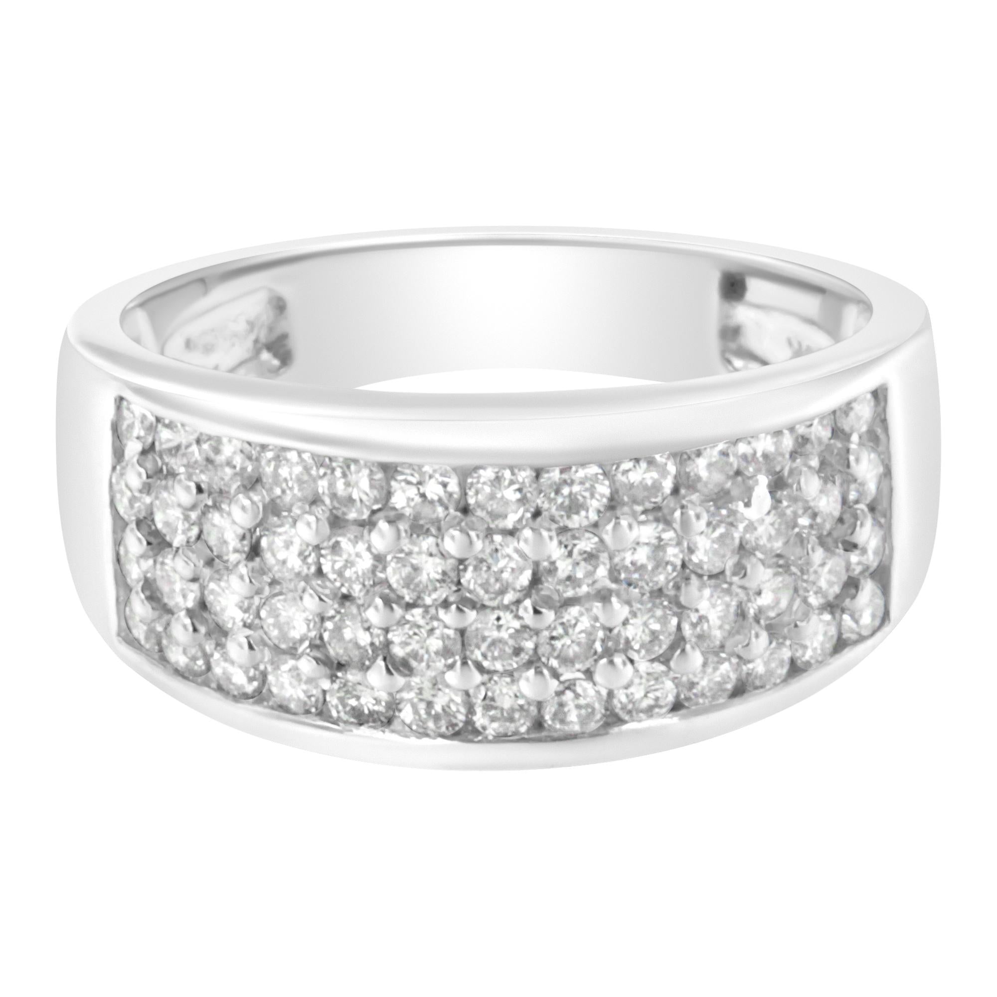 1 Ct. T.W. Round-Cut Diamond Wide Four-Row Band Ring in 14K White Gold, photo 1
