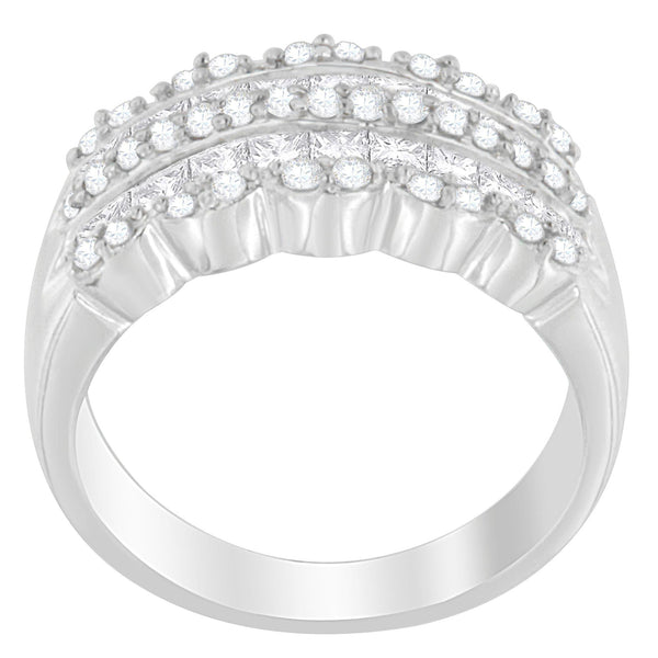 1 1/7 Ct. T.W. Round and Princess-Cut Diamond Ring in 14K White Gold, photo 2