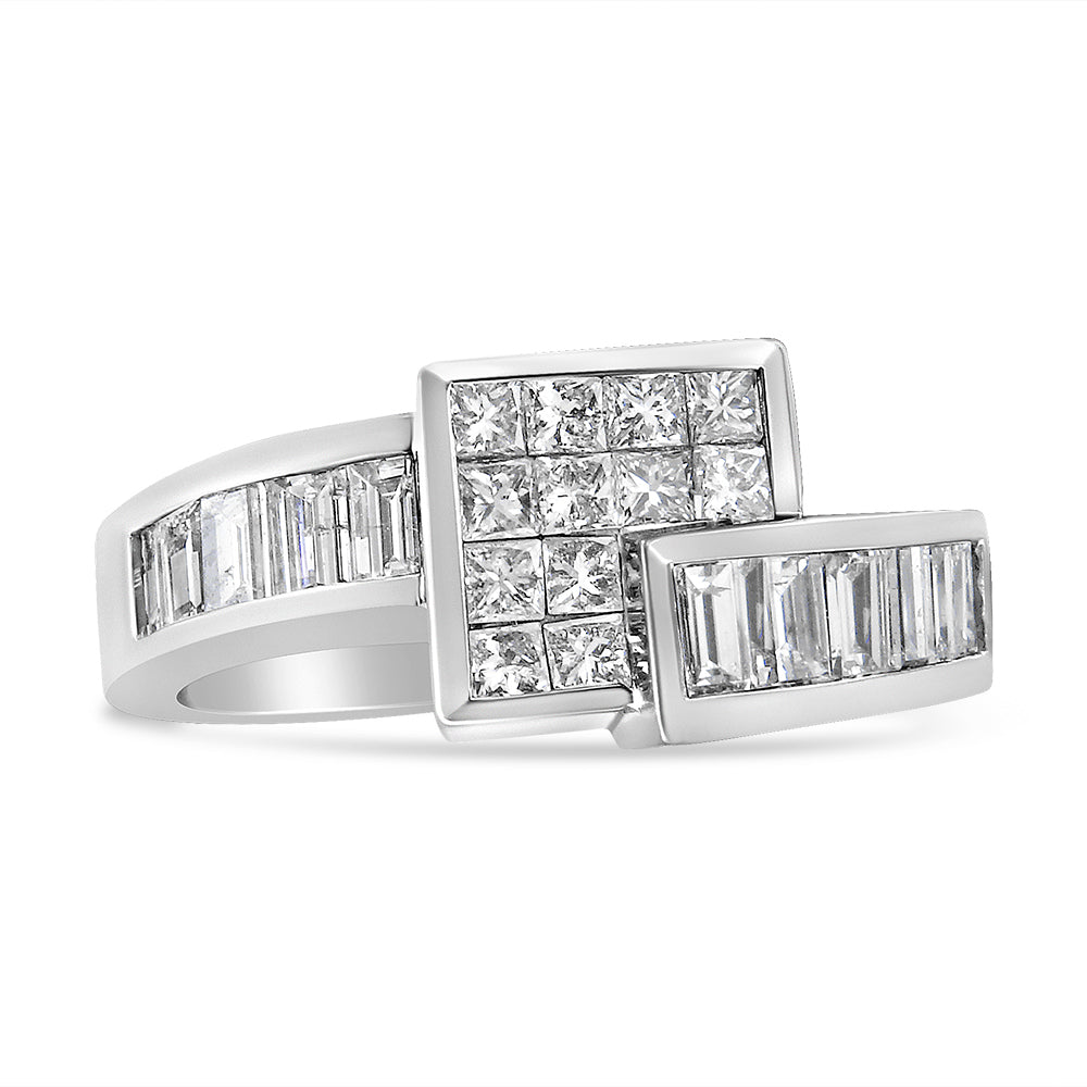 1 1/2 Ct. T.W. Channel-Set Princess and Baguette-Cut Diamond Bypass Ring Band in 14K Gold, photo 1