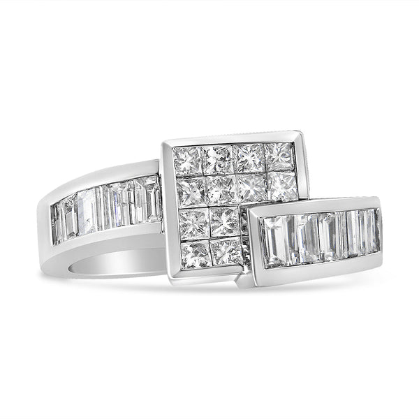 1 1/2 Ct. T.W. Channel-Set Princess and Baguette-Cut Diamond Bypass Ring Band in 14K Gold, photo 1