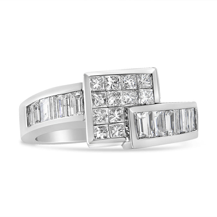 1 1/2 Ct. T.W. Channel-Set Princess and Baguette-Cut Diamond Bypass Ring Band in 14K Gold, photo 1