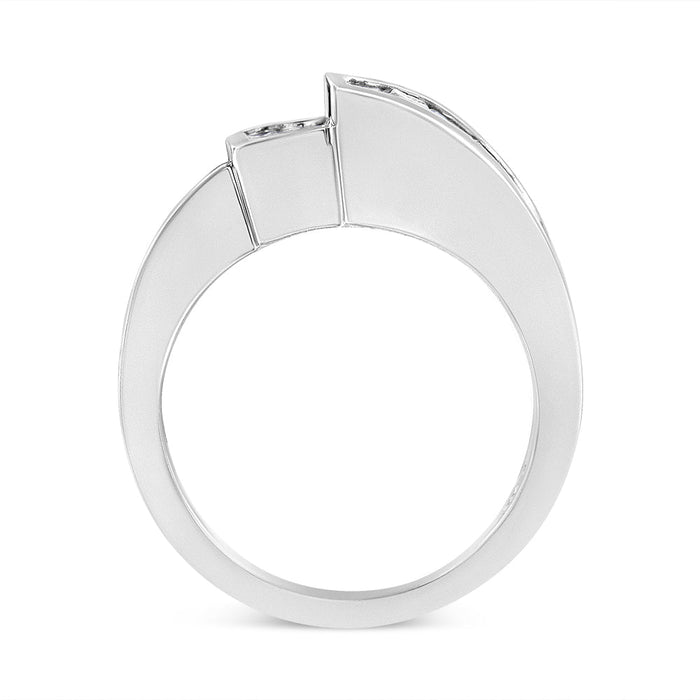 1 1/2 Ct. T.W. Channel-Set Princess and Baguette-Cut Diamond Bypass Ring Band in 14K Gold, photo 5