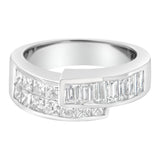 2 Ct. T.W. Channel-Set Princess and Baguette-Cut Diamond Bypass Ring Band in 14K White Gold