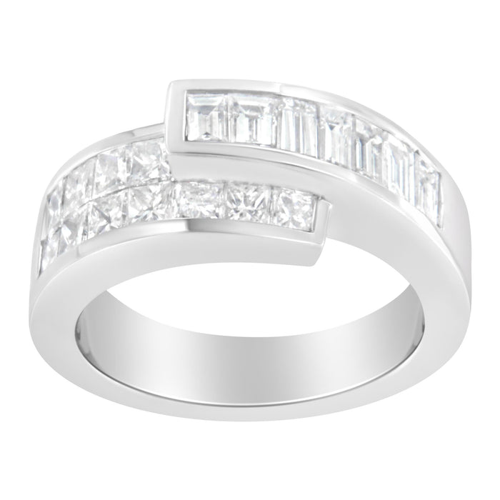 2 Ct. T.W. Channel-Set Princess and Baguette-Cut Diamond Bypass Ring Band in 14K White Gold, photo 2