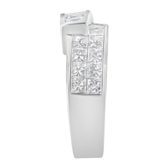 2 Ct. T.W. Channel-Set Princess and Baguette-Cut Diamond Bypass Ring Band in 14K White Gold, photo 6
