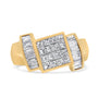 Anillo de banda de cóctel con diamantes princesa y baguette invisibles de 1 5/8 ct. p.t. en oro amarillo de 14K, foto 1