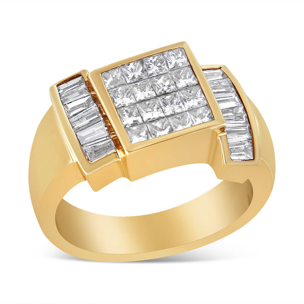 1 5/8 Ct. T.W. Invisible-Set Princess and Baguette Diamond Cocktail Band Ring in 14K Yellow Gold, photo 2
